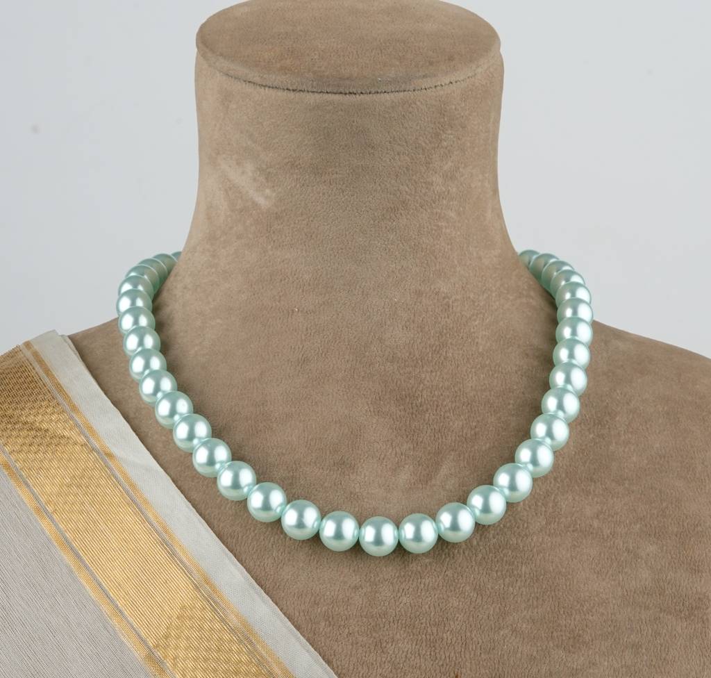 Powder Blue Pearls Necklace Set : PRMBS05