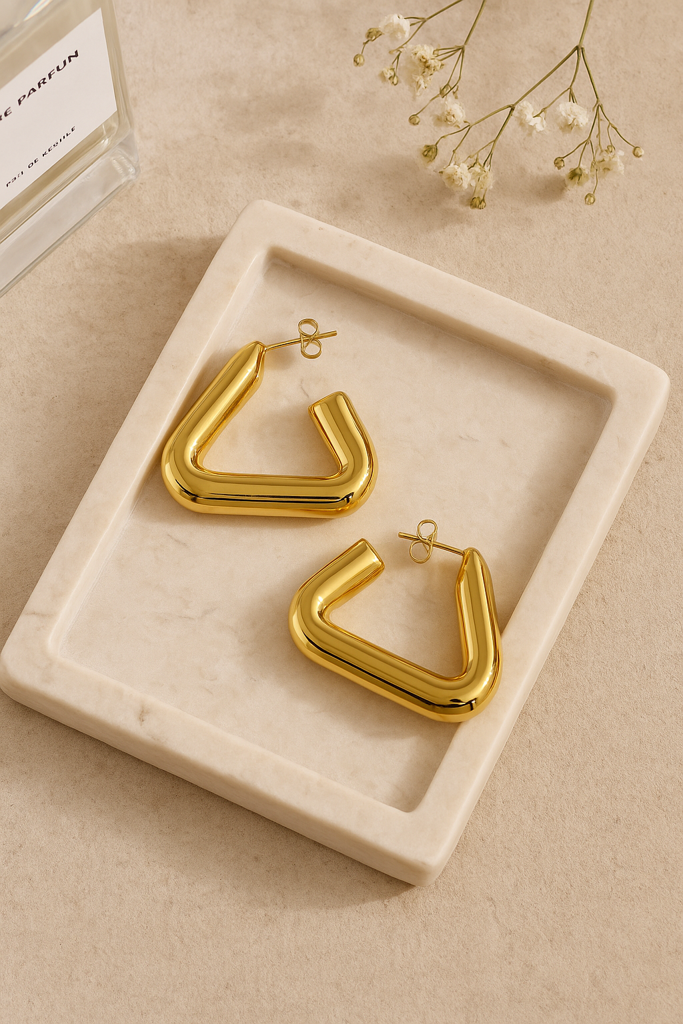 Triangle Hollow Drop Earrings For Women : CJLX219770401AZ