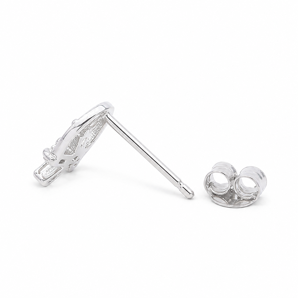 Silver Crystal Flower Ring Stud : WER00070