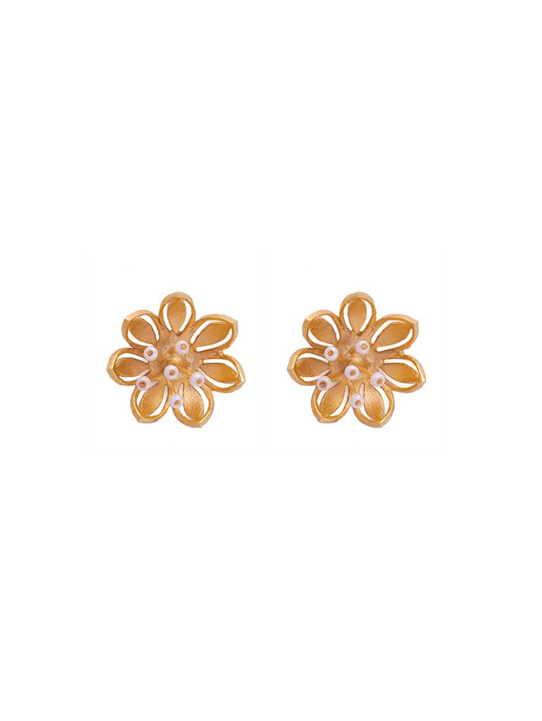 Pearly Golden Flower Earrings : Z13EA
