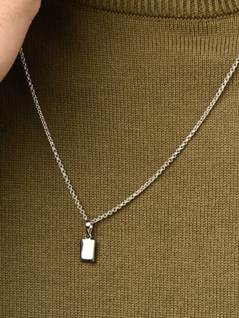 925 Silver Platinum Plated Isidor Men Pendant Necklace With Chain Gift For Men & Boys : CSMNP2
