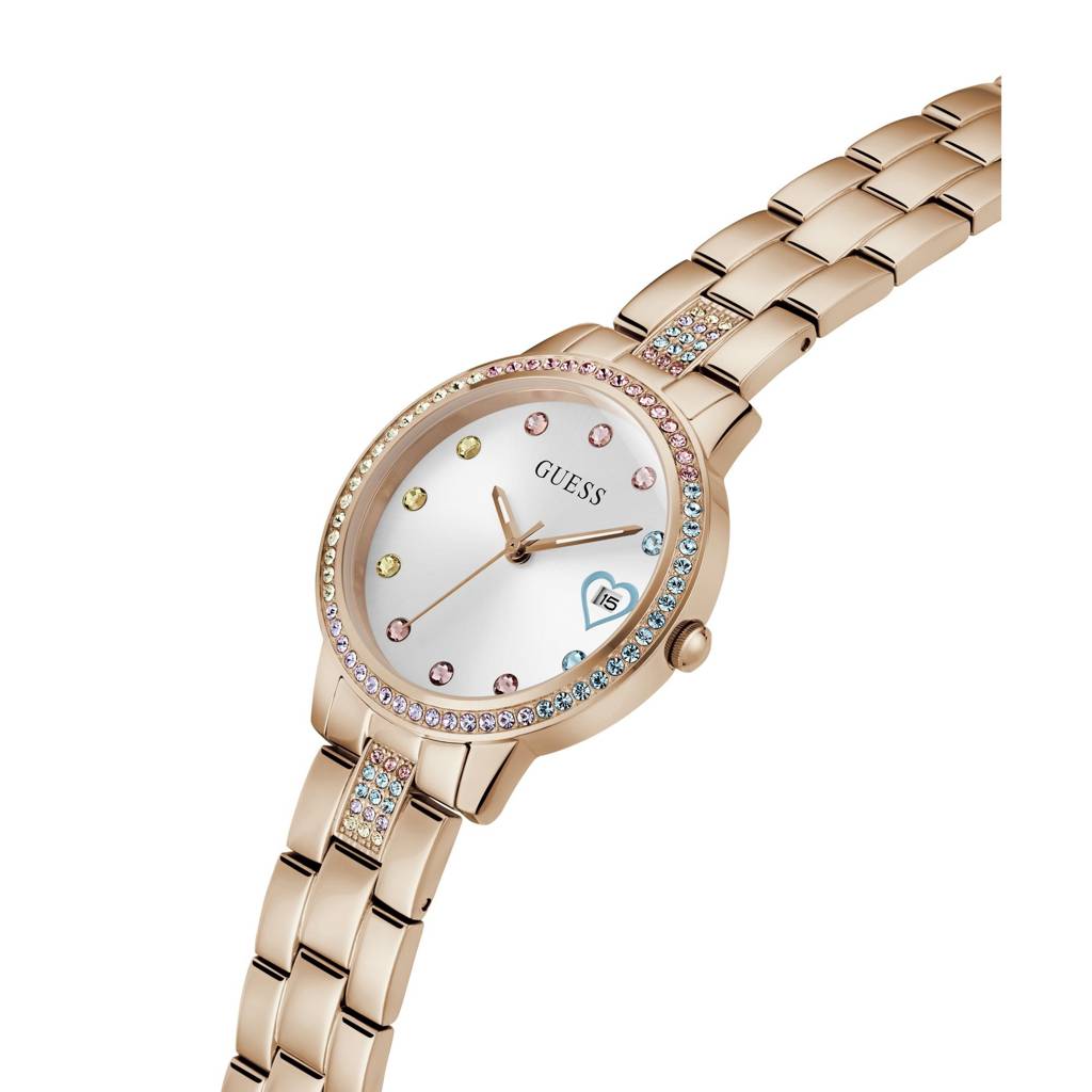 Guess Round 34Mm White Dial Analog Women Watch - Gw0657L3 : GW0657L3