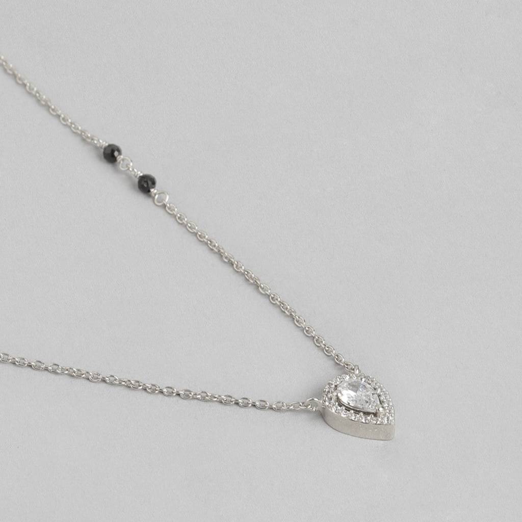 Radiant Vows Cz Rhodium-Plated 925 Sterling Silver Mangalsutra : MGS-10045-R