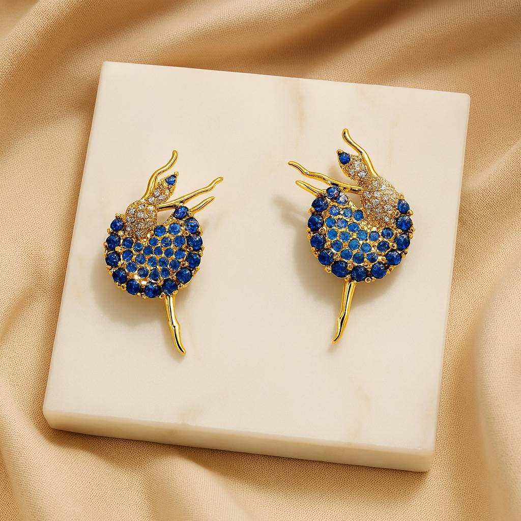 Blue Ballerina Stone Earrings : AN-LJ-BU-0009-DE