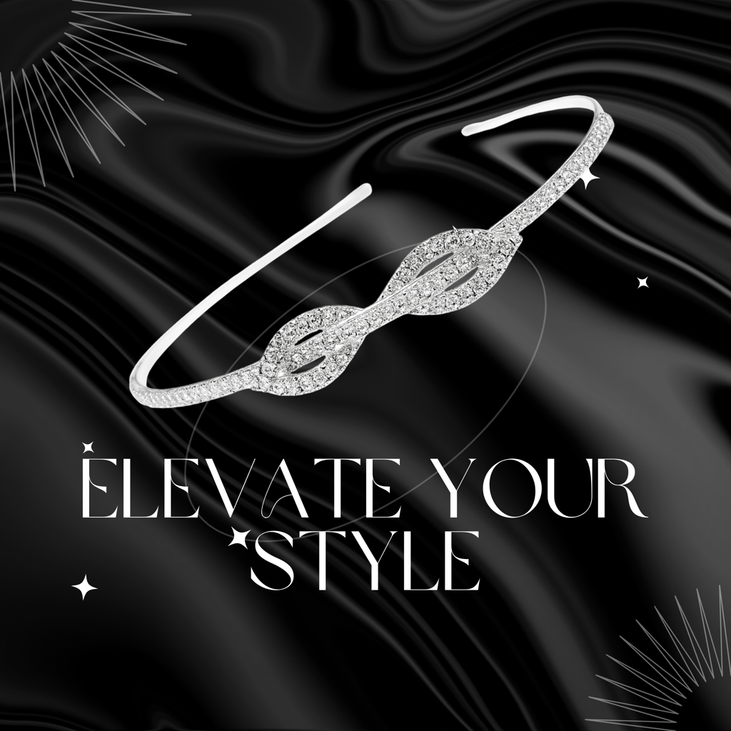 Silver Crystal Leaf Bridal Hair Band For Women | Rhinestone Wedding Headband Tiara | Elegant Partywear Hair Ac : M4SK-HB-EIGHT