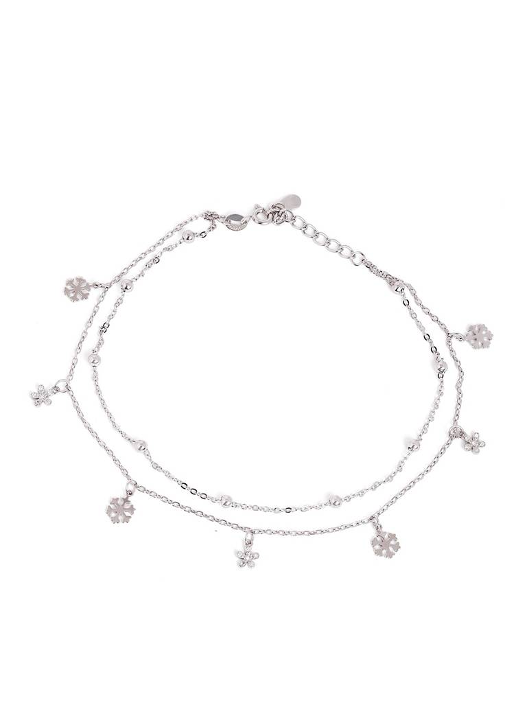 Silver Double Layer Adjustable Anklet : WAN00028