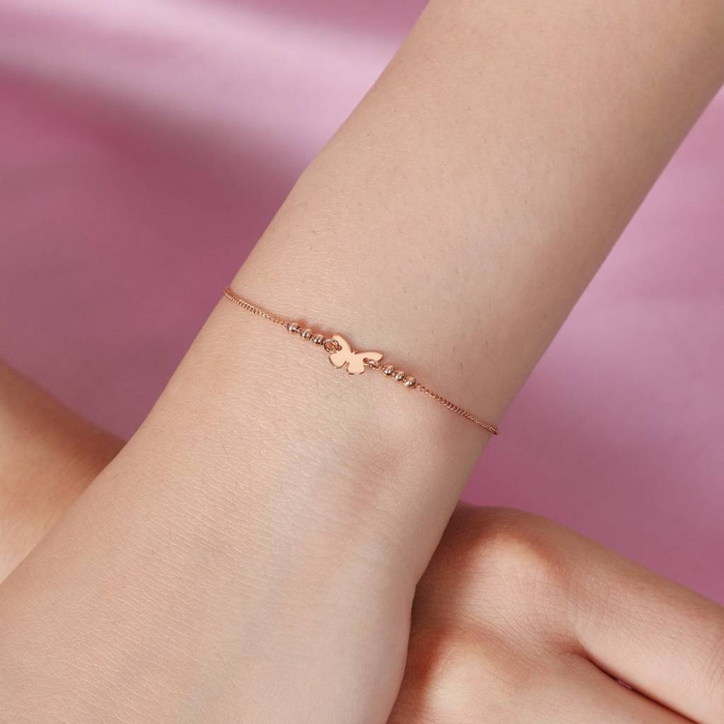 Fluttering Elegance Rose Gold-Plated 925 Sterling Silver Bracelet : BR-80233-RG