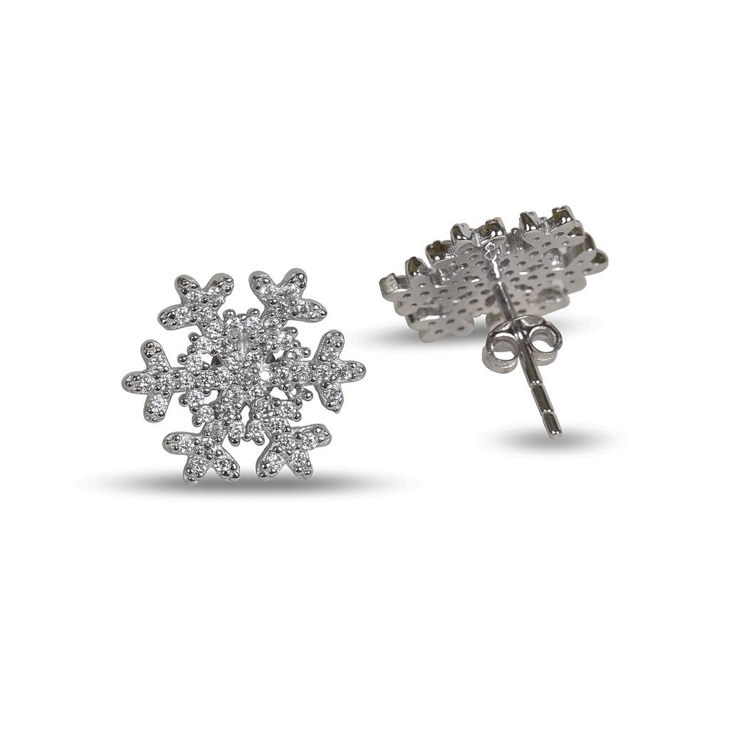 Snowflake Zirconia 92.5 Sterling Silver Stud Earring : SE002