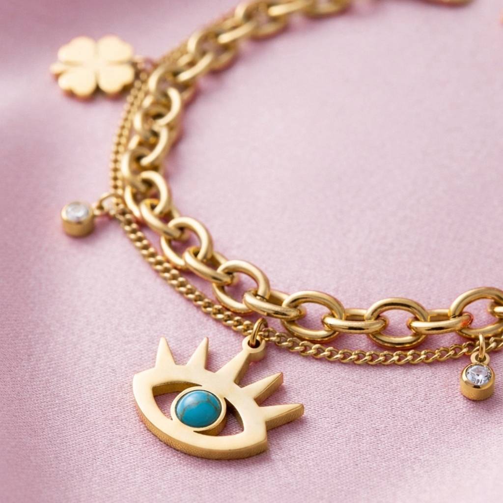 Evil Eye Chain Charm Anti Tarnish  Bracelet For Women : HSPS60MB0643