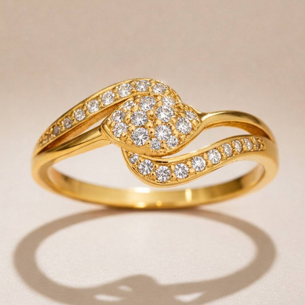 Gold-Plated Swirl Spark Anti-Tarnish Ring : HSPS60MB1525
