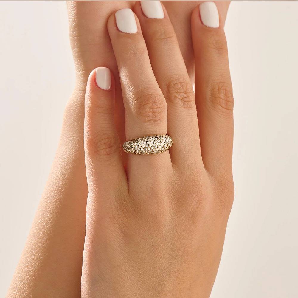 18K Gold-Plated Stone-Studded Dome Ring : 1004101
