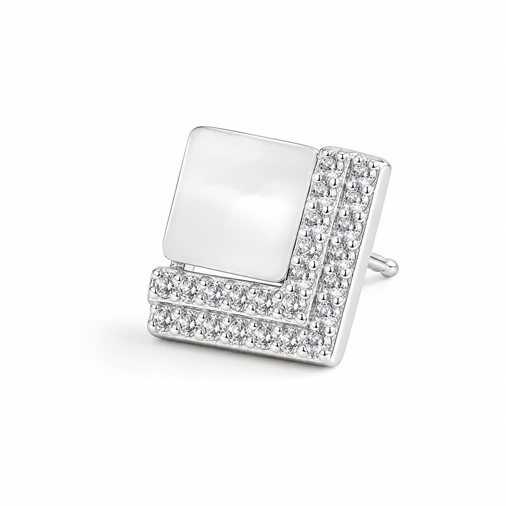 Silver Mop Square Frame Studs : WER00065