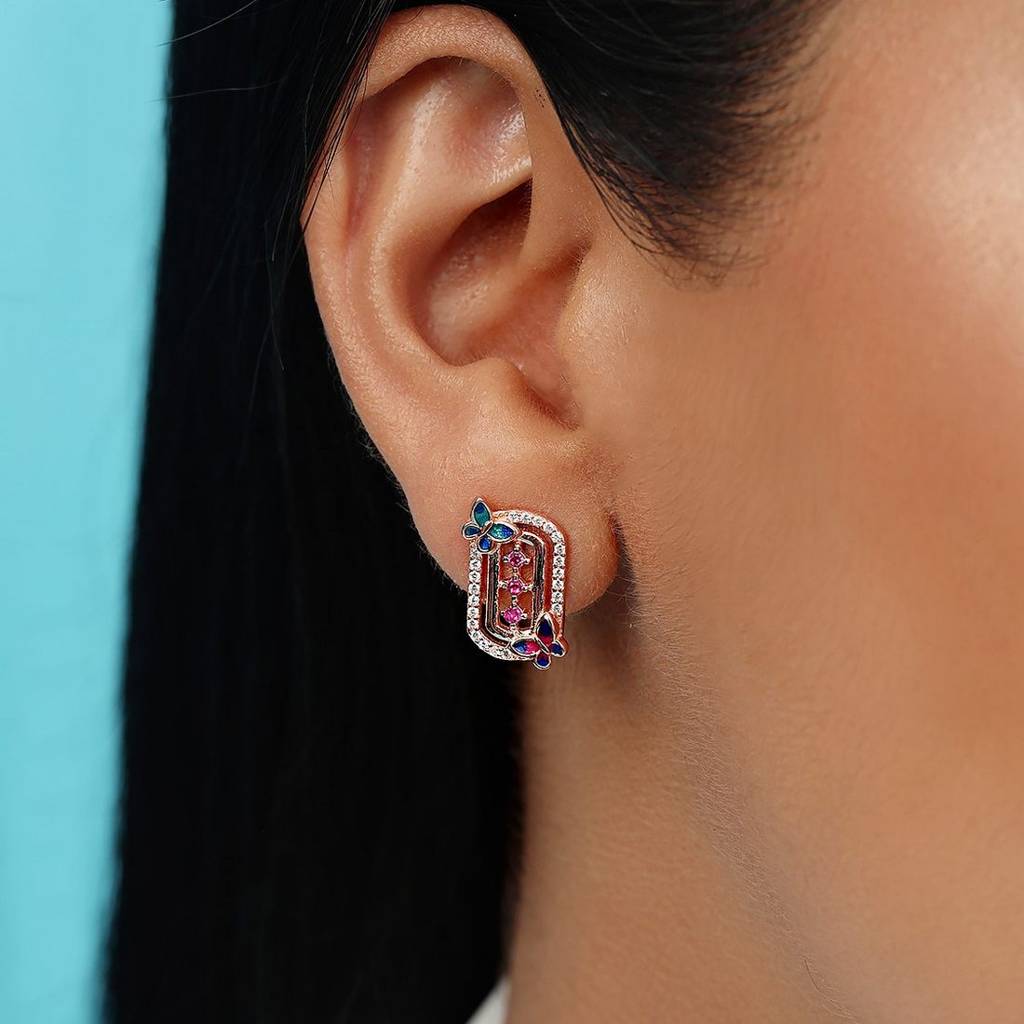 Flutter Charm Rose Gold Plated 925 Sterling Silver Earrings : EAR-20841-RG