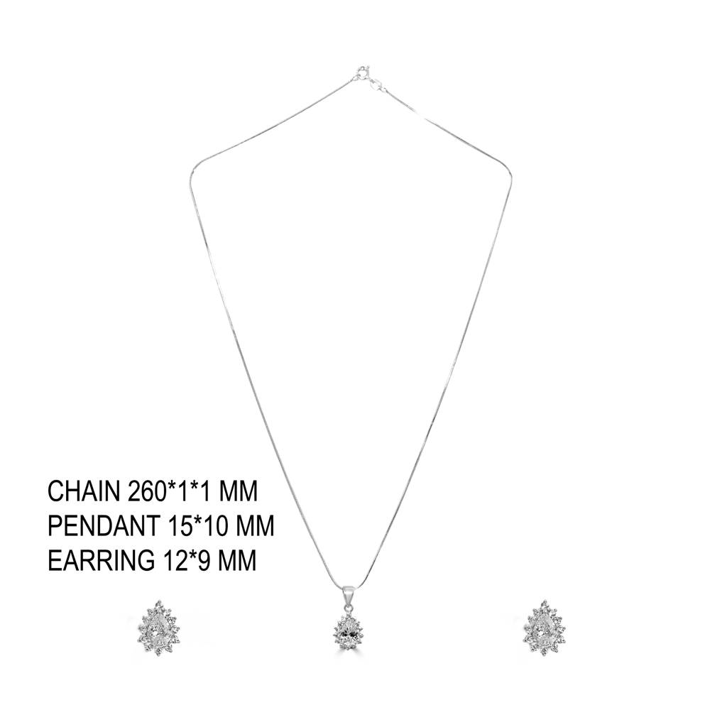 925 Pure Silver Chain Pendant Set : CPS1008