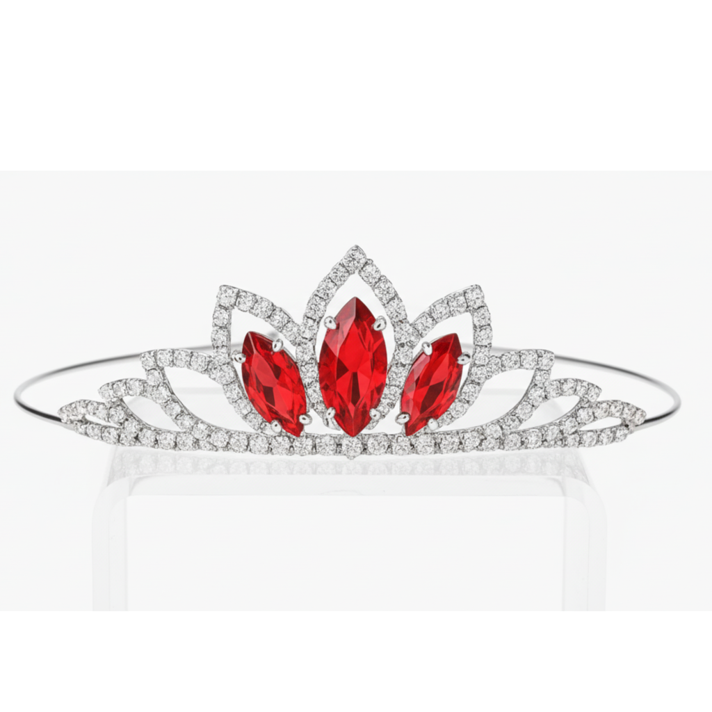 Silver Crystal Tiara For Women  Elegant Rhinestone Flower Crown Headband For Brides, Weddings, Prom & Pageants : M4SK-RED-MARKIS