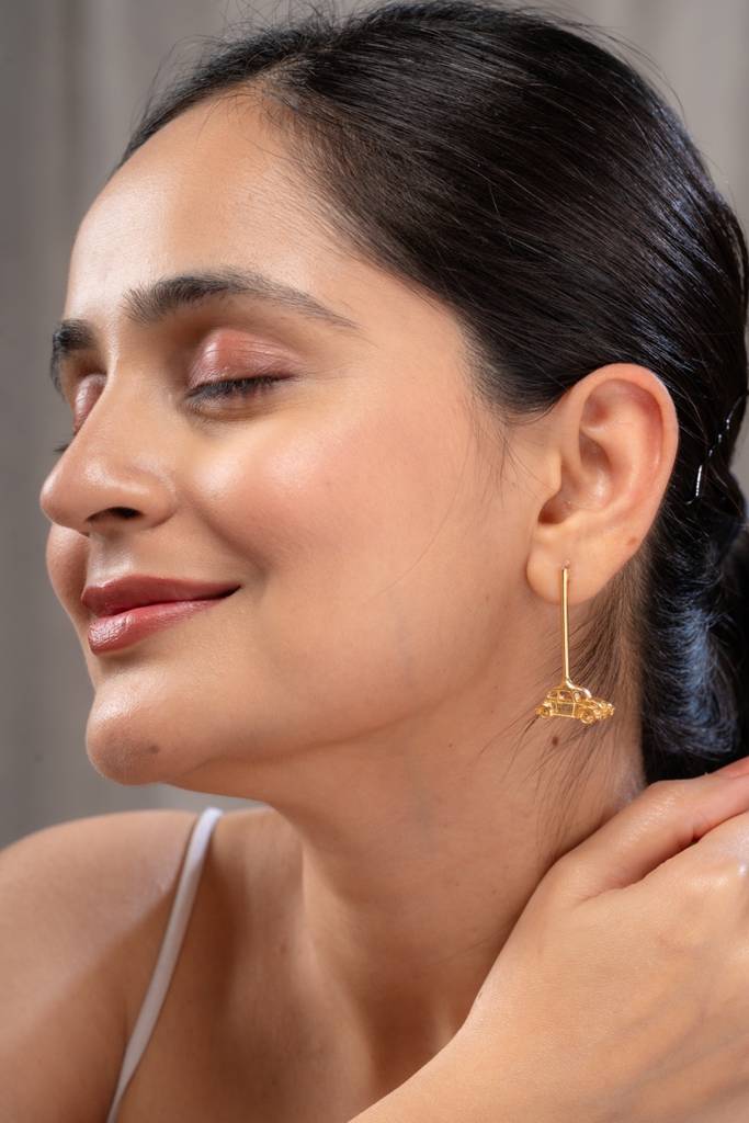Anti-Tarnish 22Kt Gold-Plated Car Ride Earrings : EC11013