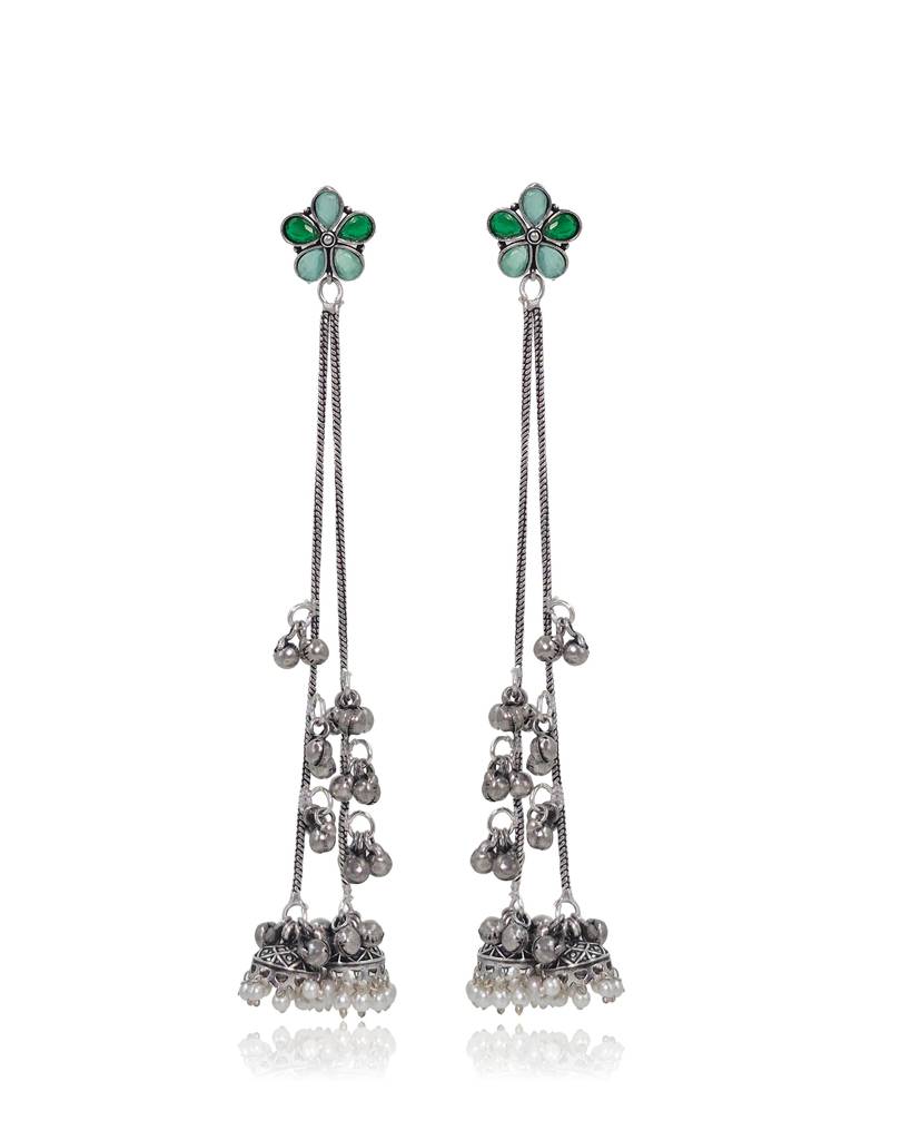 Traditional Kashmiri Long Drop Earrings : NA_ST_ER_264_3