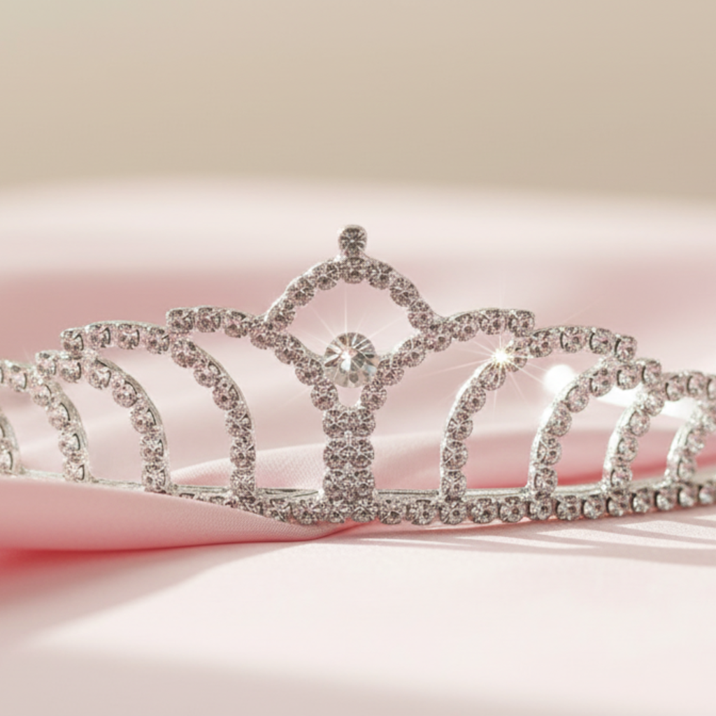 Silver Crystal Tiara For Women. Elegant Rhinestone Flower Crown Headband For Brides, Weddings, Prom & Pageants : M4SK-SMALL