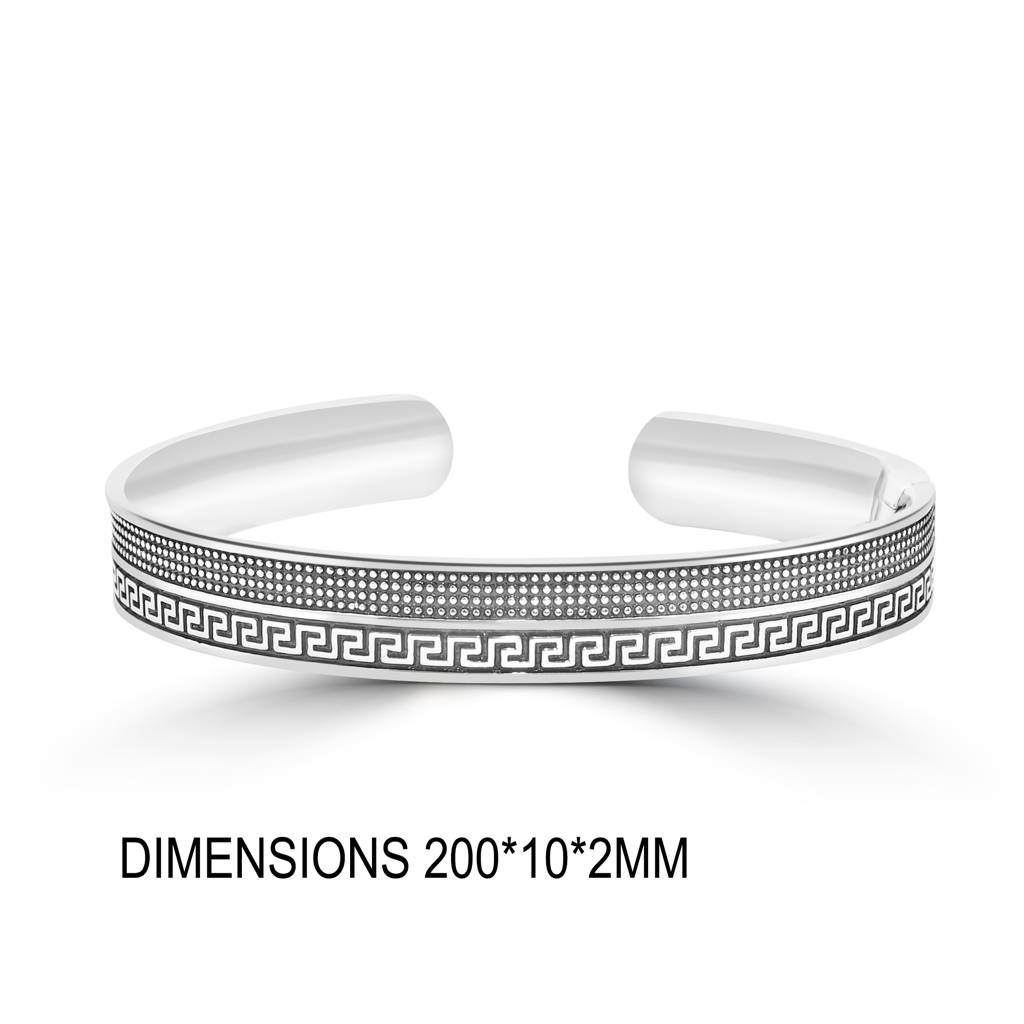 925 Pure Silver Classic Men'S Cuff Bracelet : BR1074