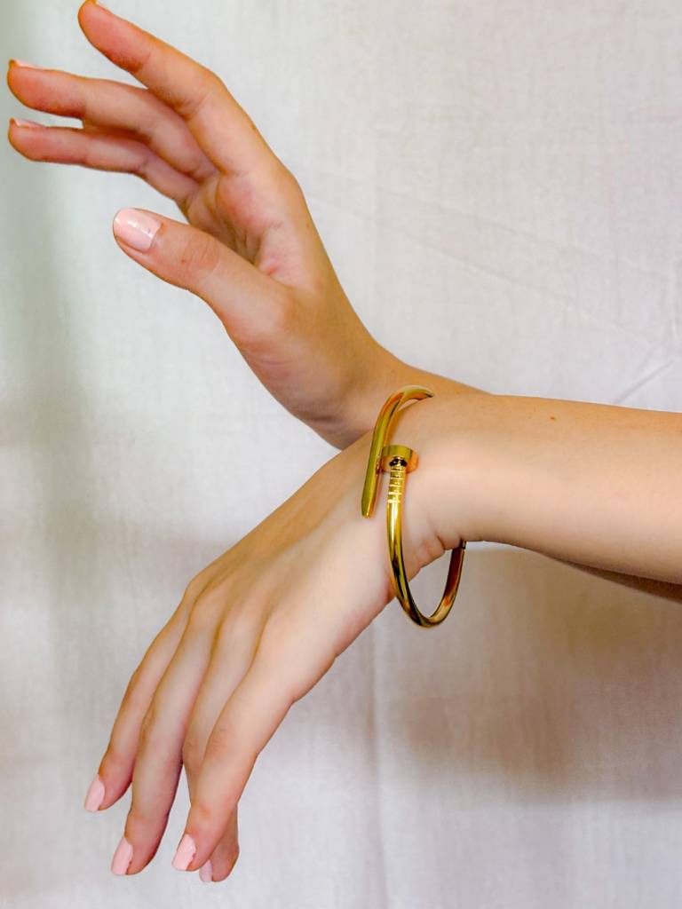 18K Gold Nail Bangle | Anti-Tarnish Stainless Steel Bracelet : ATB595PNC