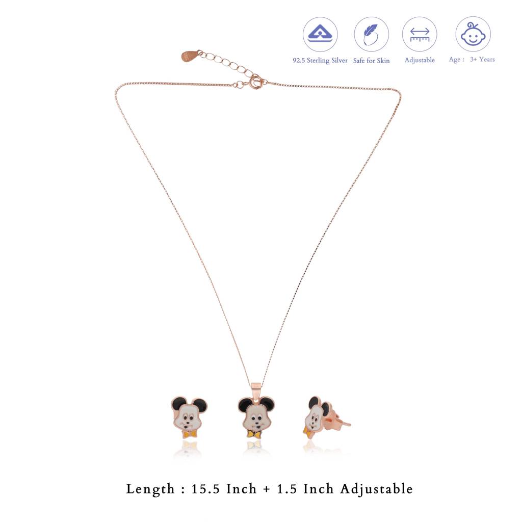 Iyal Little Wonder Buddy Rose Gold Polish Silver Kids Pendant Set (3+ Years) | 925 Hallmark | Occasional We : KP-KP-RG-U-142-S
