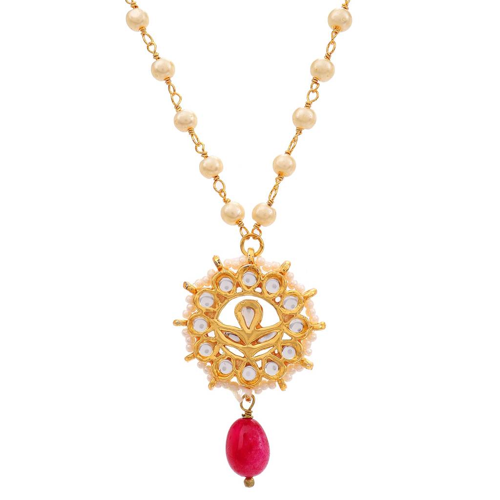 22Kt Gold-Plated Blossom Pearl Chain Necklace Set : PE21013