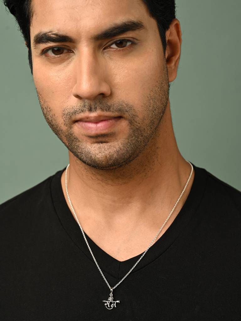 925 Silver Platinum Plated Religious Shree Ram Men Pendant Without Chain Gift For Men & Boys : CSMNP13_NOCHAIN