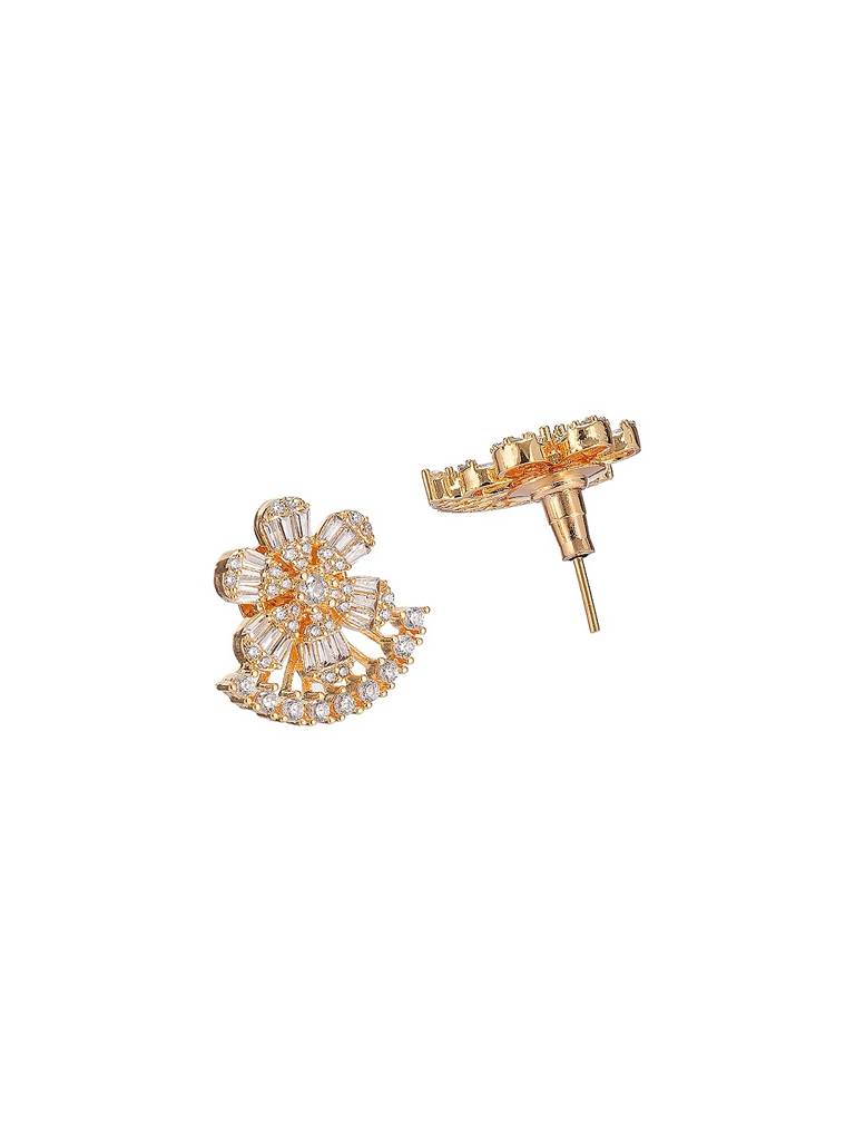 Gold Plated White Ad Zircon Studded Long Haram Chain Jewellery Set : SJNK2894