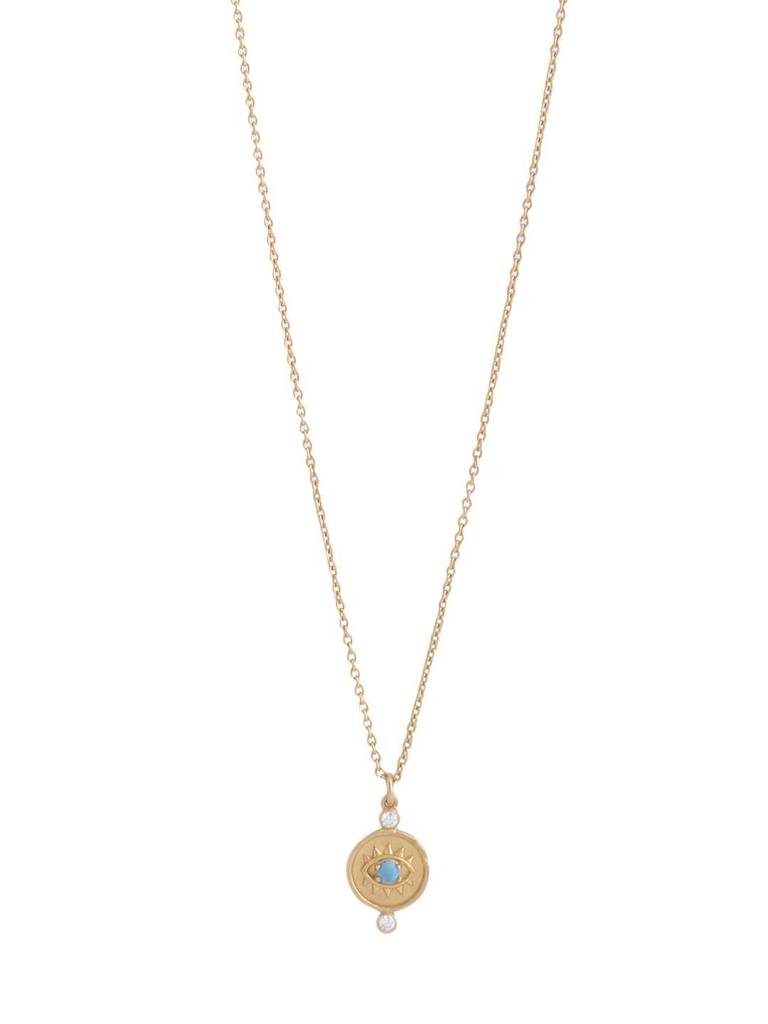 Kicky And Perky 925 Sterling Silver Evil Eye Charm With Chain Gold Plated Pendant : SILGLMCP001