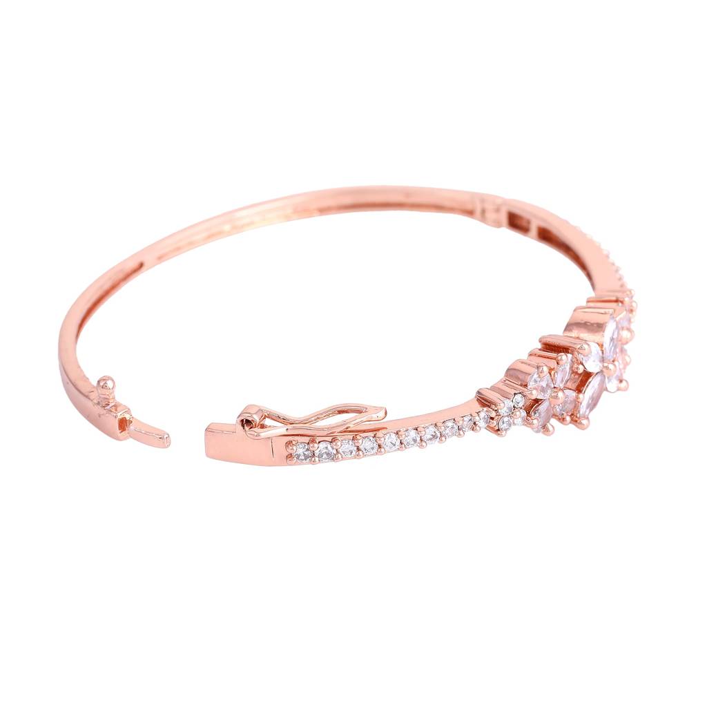 Luminous Luxe: Exquisite American Diamond Bracelet With Premium Rosegold Finish For Women : AD-080-RGWEBR