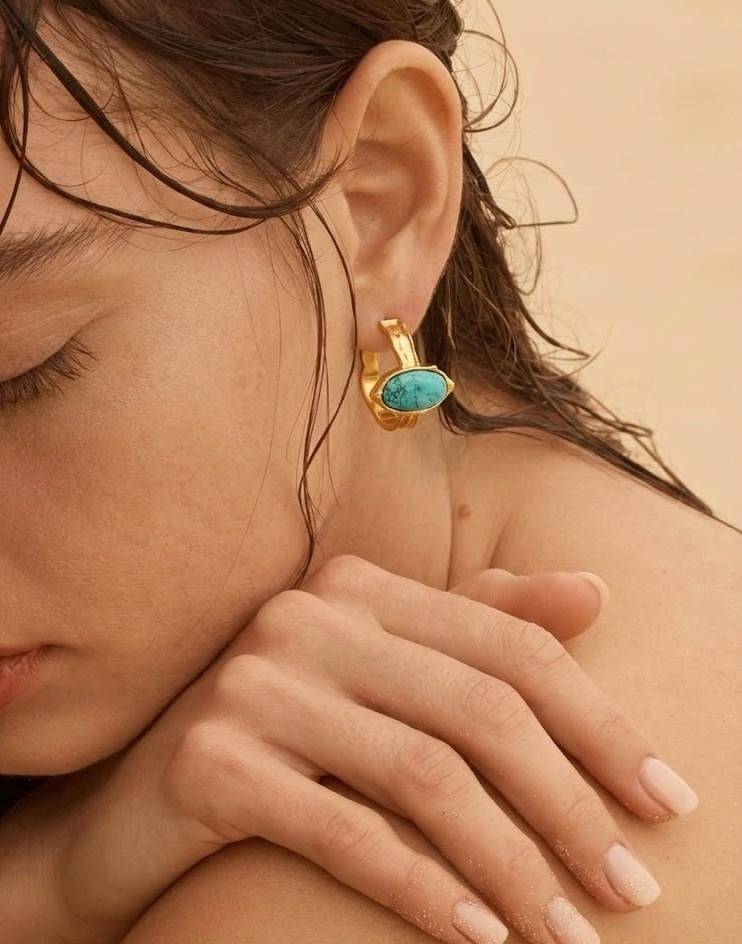 Turquoise Eye Drop Earrings : AWE-406