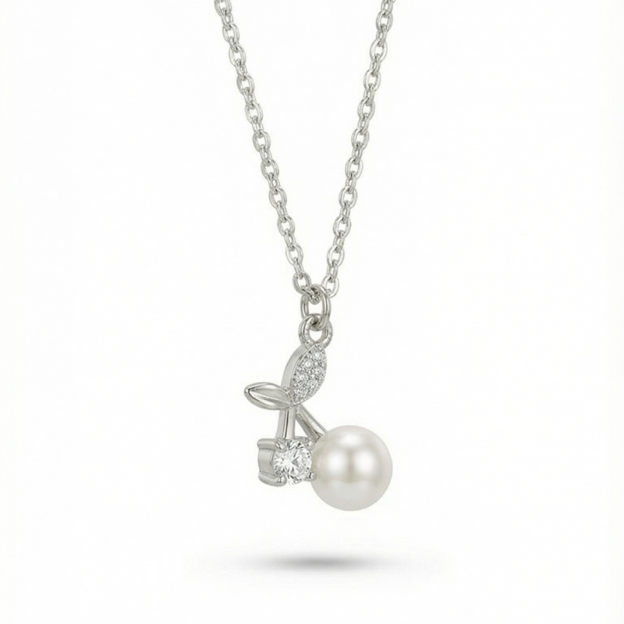 Cherry Pendant Necklace For Women – Elegant Double Cherry Design With Sparkling Cz | Premium Fashion Jewellery Fo : 2685204835