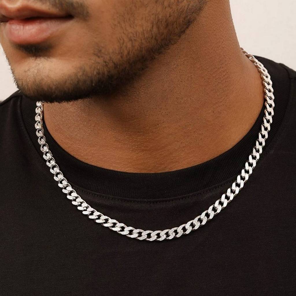 Masculine Links Silver Plated 925 Sterling Silver Men'S Chain : CH-10054-S-20-INCH