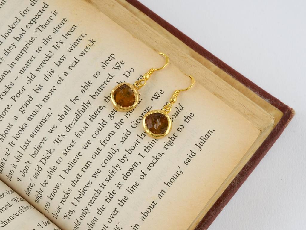 Uncut Round Citrine Earrings : NAGE29