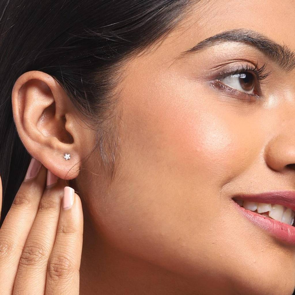 Minimal 925 Silver Earrings, Set Of 4 : CEAR-10005