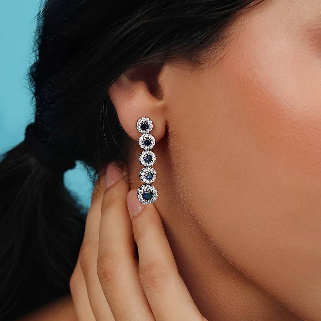 Flowing Elegance Rhodium Plated 925 Sterling Silver Earrings : EAR-20858-R