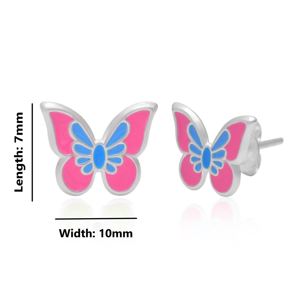 925 Sterling Silver Tiny Butterfly Stud Earrings | Fine Silver Jewelry : TWP1139