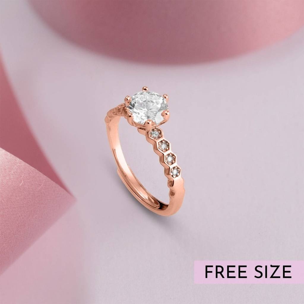 The Princess Solitaire Rose Gold Plated 925 Sterling Silver Ring : RNG-40025-RG