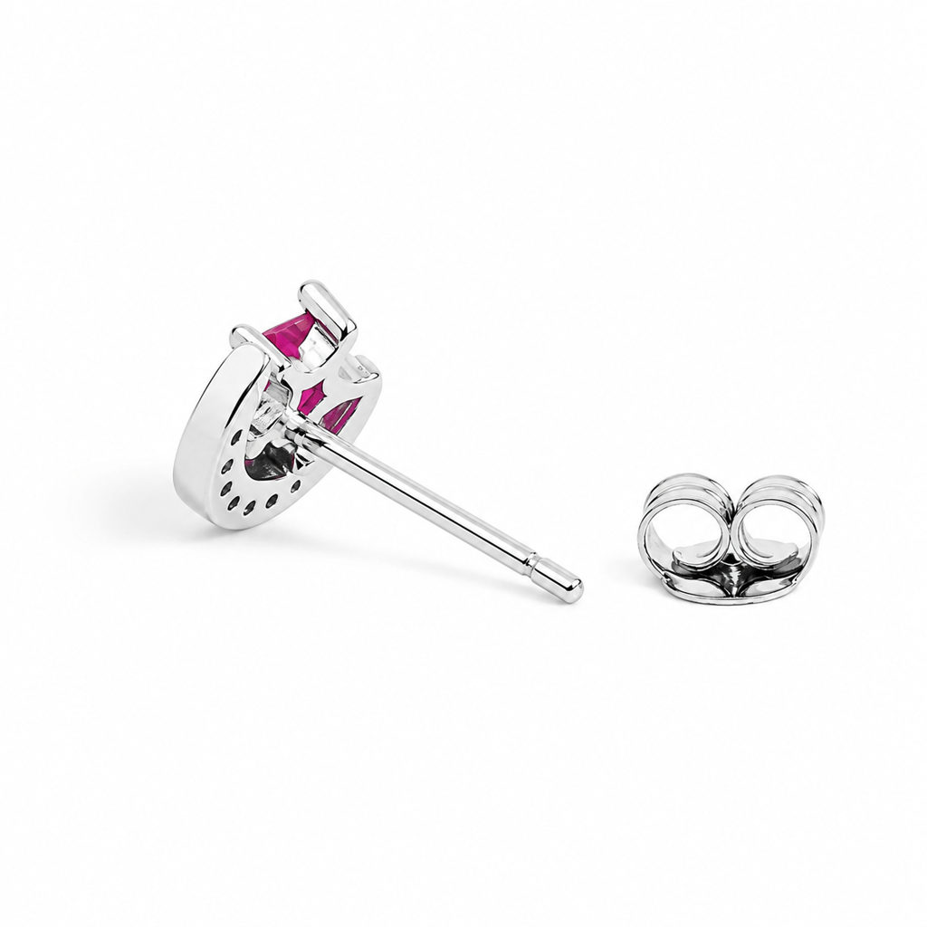 Silver Ruby Star Moon Spark Stud : WER00074