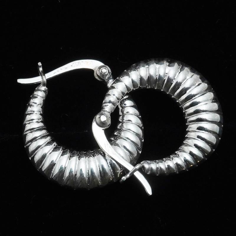 Croissant Chunky Silver Hoops 925 Sterling Silver Earrings : TWP1181