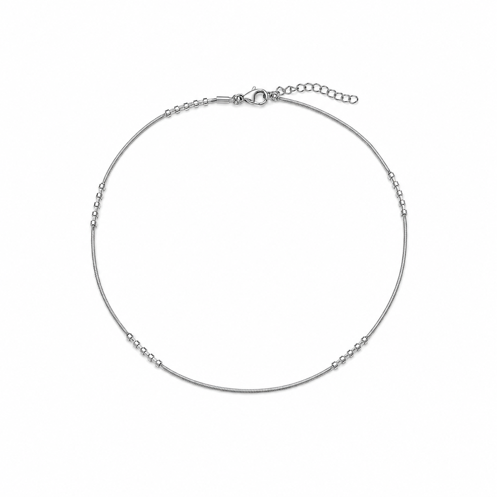 Silver Minimal Snake Chain Anklet : AN03615