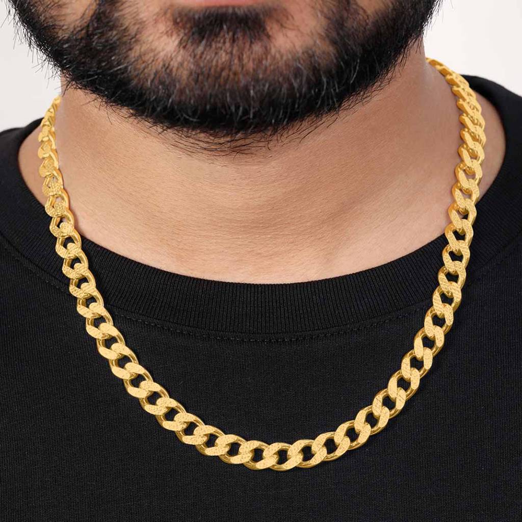 Refined Linked Gold Plated 925 Sterling Silver Men'S Chain : CH-10056-G-20-INCH