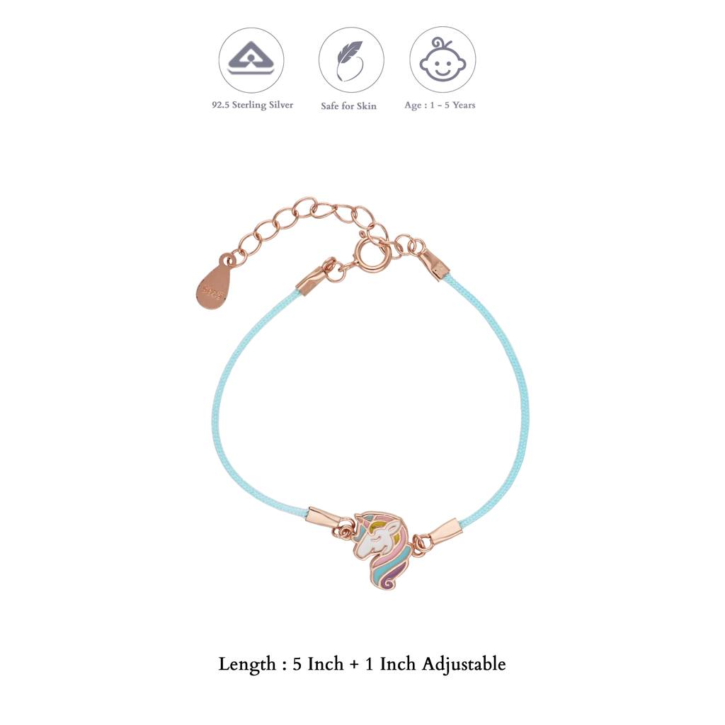 Sweet Unicorn Rose Gold 925 Thread Silver Bracelet(1-5Yrs) : KBT-14