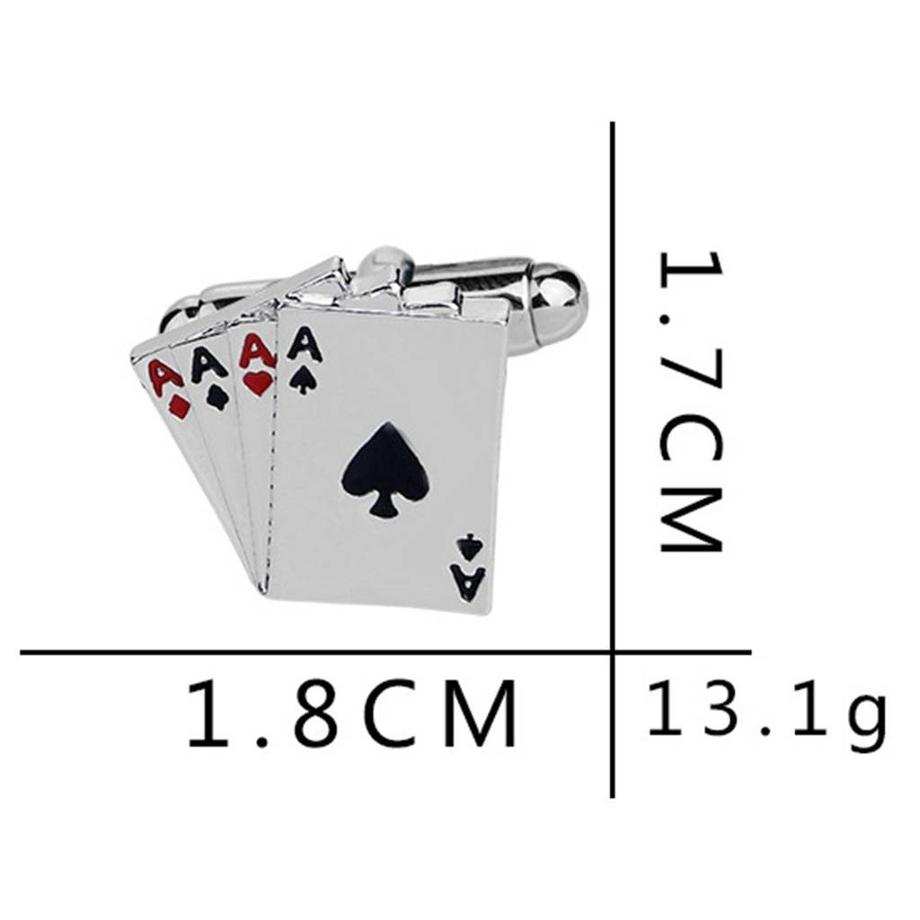 Silver Plated 4 Aces Poker Cufflinks For Men Boys Wedding Business Gift : PX9CL37