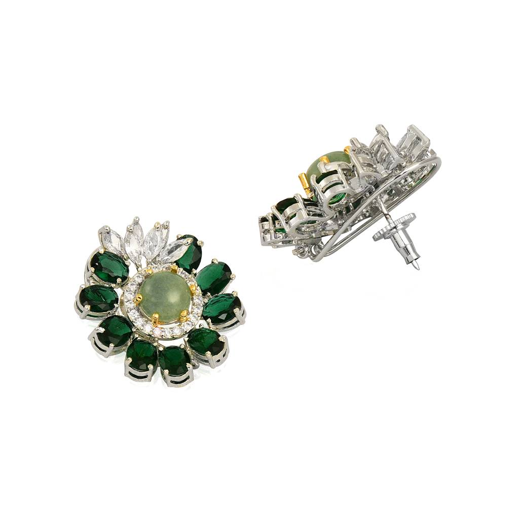Shades Of Green Flower Earring : IE894A