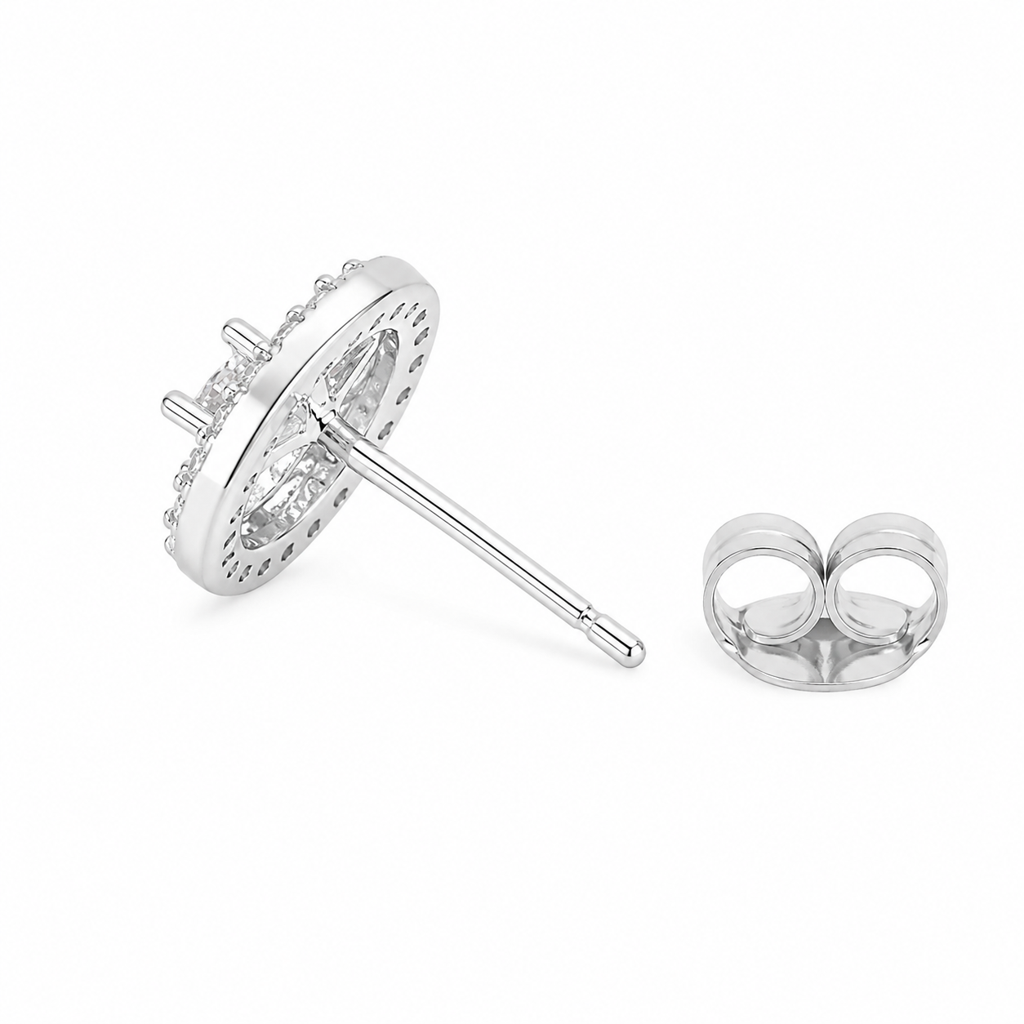 Silver Circle Bow Cute-Core Studs : WER00075
