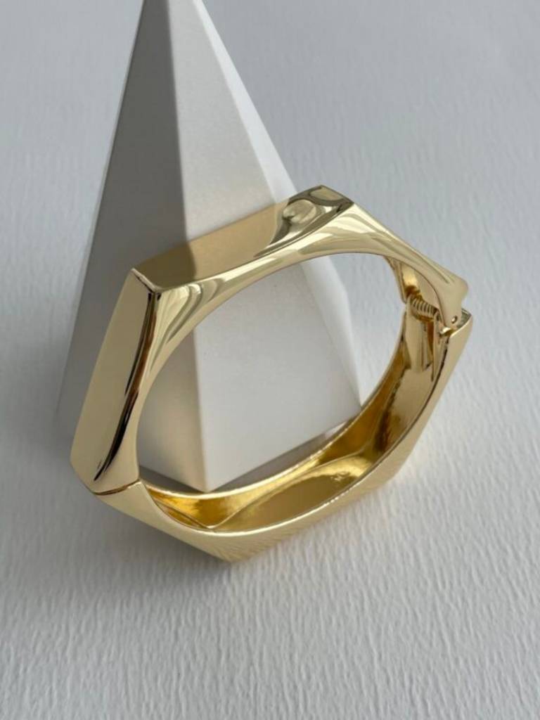 Matte Geometric Gold Cuff Bracelet | Anti-Tarnish Everyday Wear : ATB691MQSC