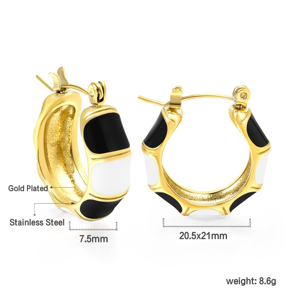 Black & White Enamel Hoops : AS-ER-HG-04