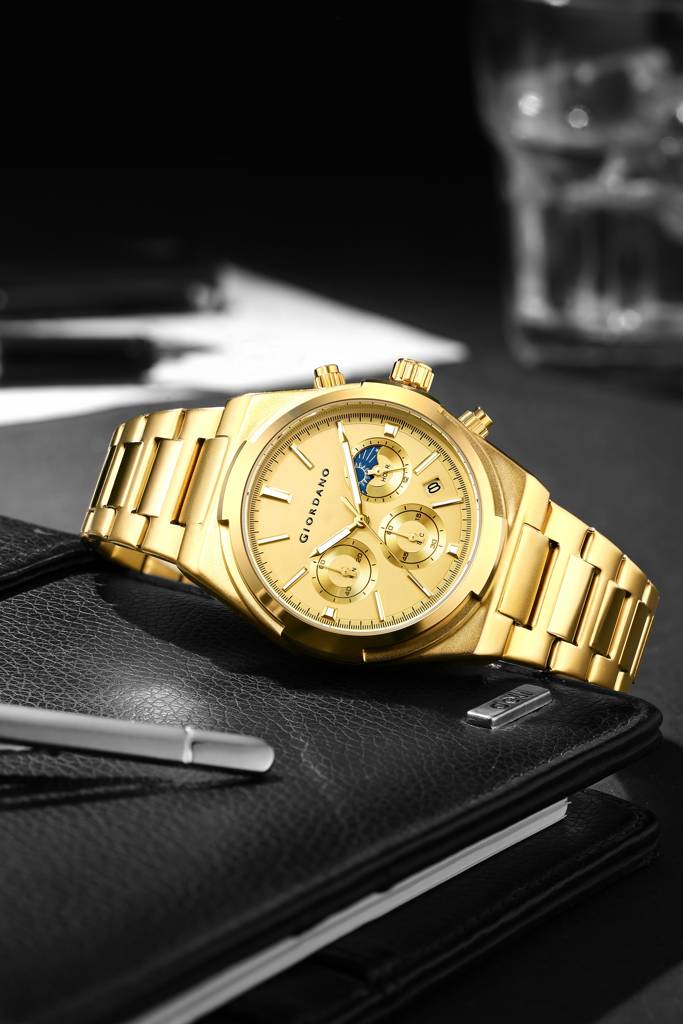 Giordano Luxury Multifunctional Watch For Men With Round Dial, Date Display And Stainless Steel Strap : GZ-50152-33