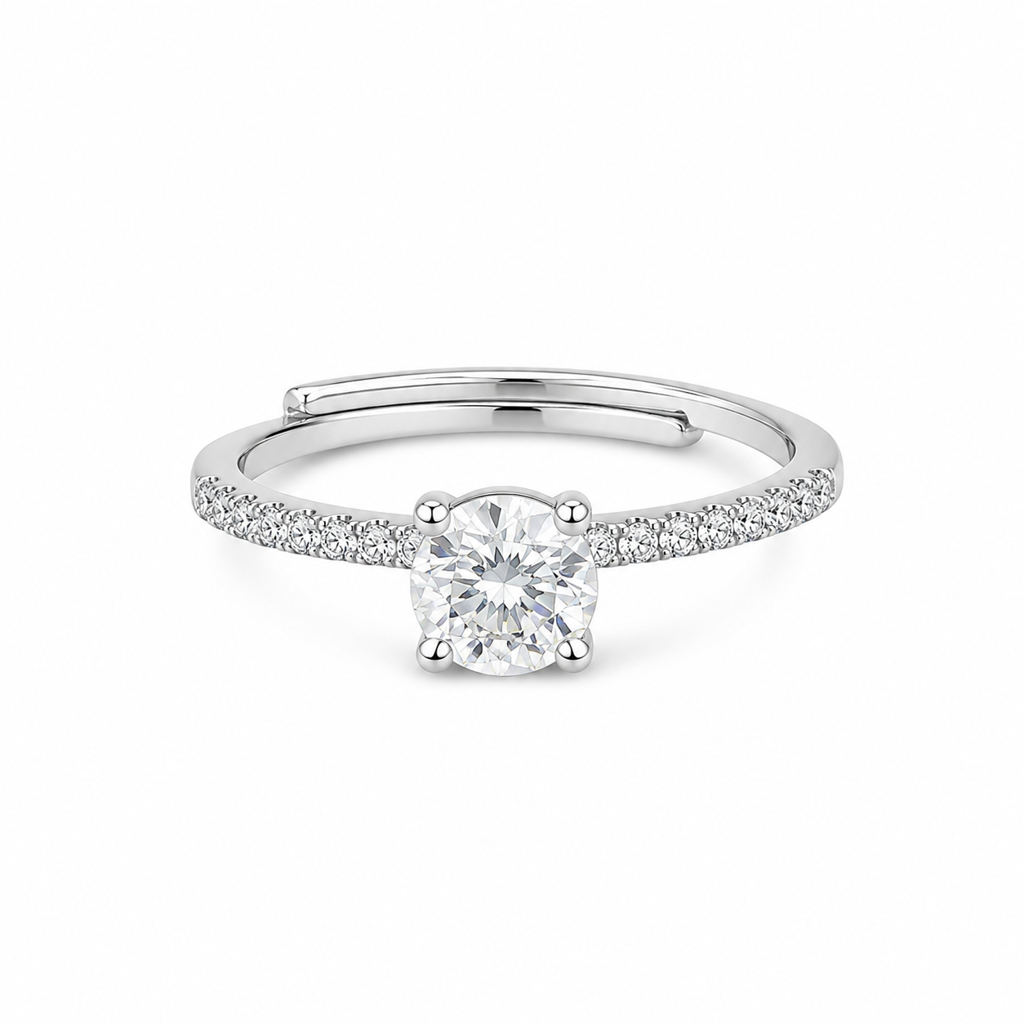 925 Silver Classic Solitaire Adjustable Ring : LR23420